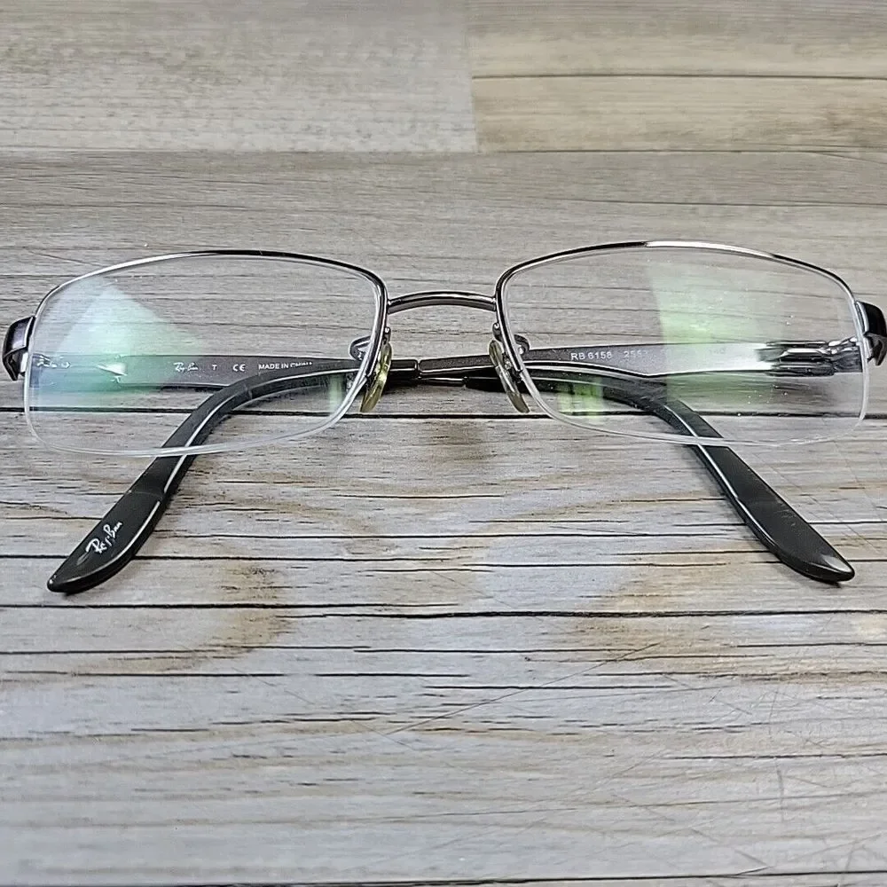 Ray-Ban RB6158 2553 Eyeglasses Frames Only Half Rim Silver 53-18-140  Metal‎